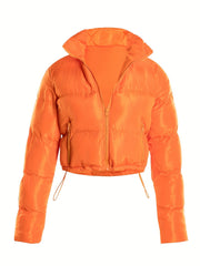 Zip Up Solid Coat Casual Winter Outerwear