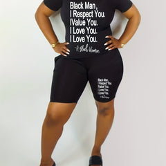 Slogan Print Crop Top & Shorts Set