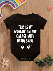 Baby Workin In The Garage With Daddy Short Sleeve Onesie