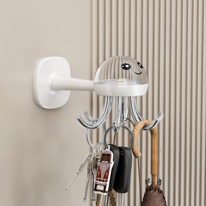 Kitchen Rotating Hook Utensil Storage Rack Wall Mounted Shelf