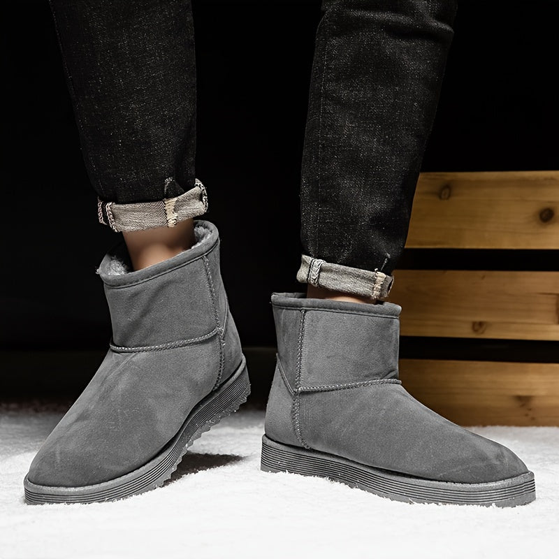 Men's Short Snow Boots Fleece Lined Winter Cotton Shoes