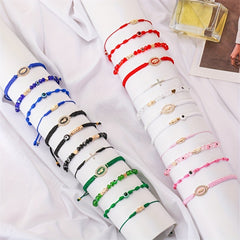 24pcs Mixed Braided Rope Beads Bracelet Jewelry for Men Women