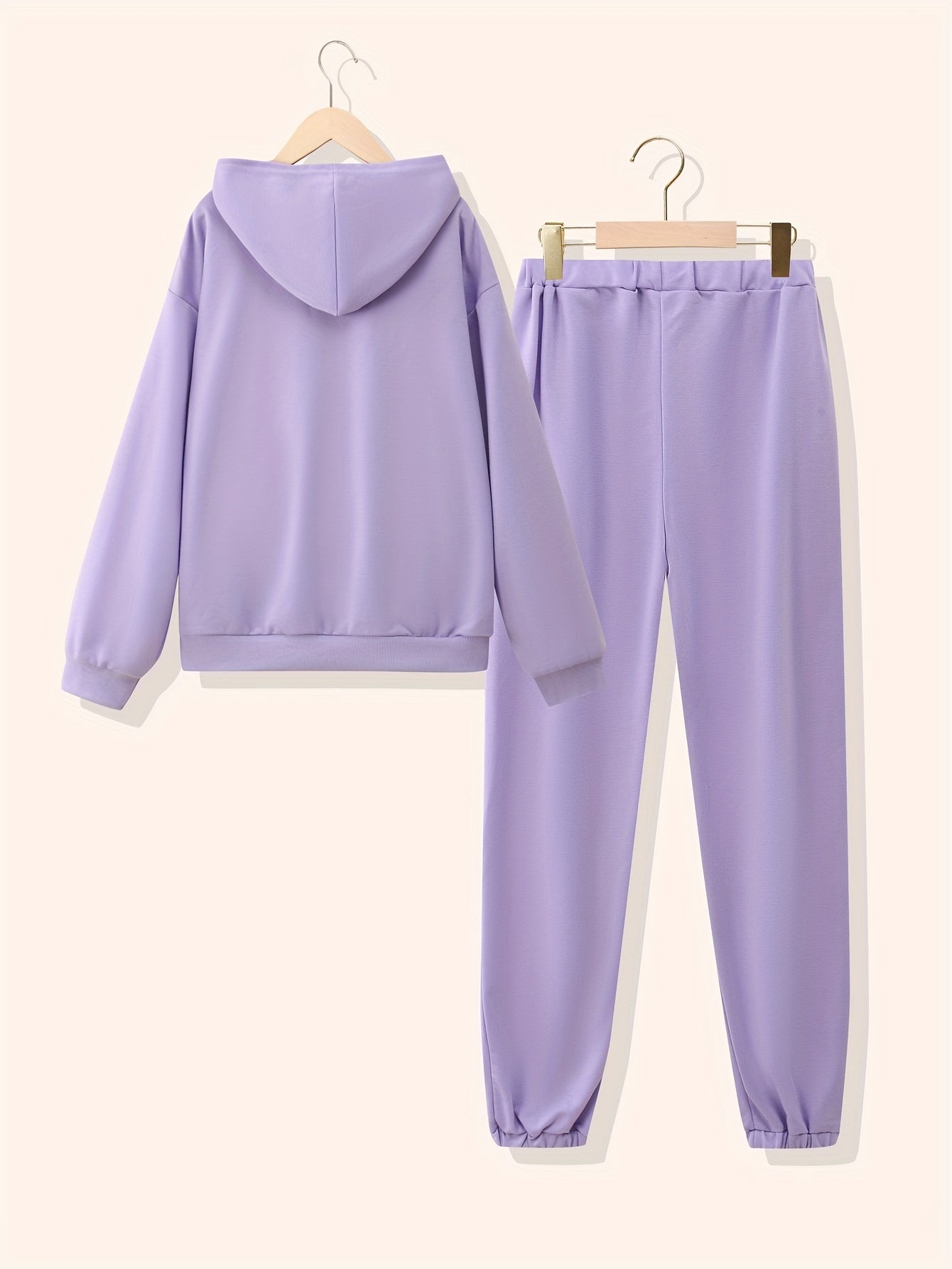 Girl's Positive & Happy 2pcs Hoodie & Sweatpants Set for Spring Fall