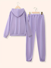 Girl's Positive & Happy 2pcs Hoodie & Sweatpants Set for Spring Fall