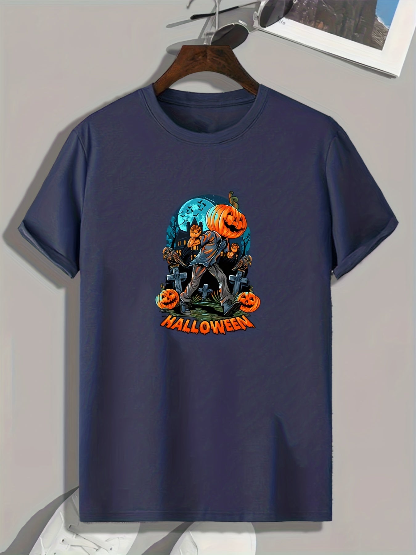 Halloween Pumpkin Man Pattern T shirt For Men Short Sleeve Top