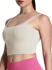 Solid Split Strap Twist Backless Crop Cami Top