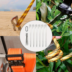 6PCS Tent Stakes Stainless Steel Heavy Duty Metal Pegs For Camping Backpacking
