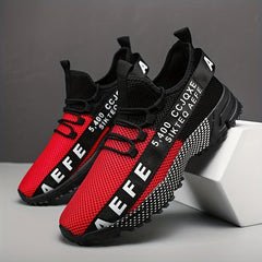 Men's Alphabets Graffiti Running Shoes Lightweight Mesh Sneakers