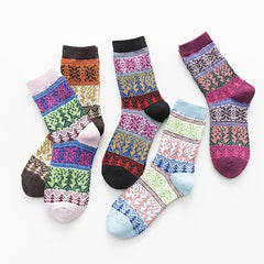 5 Pairs Geometric Pattern Colorblock Socks Women's Stockings