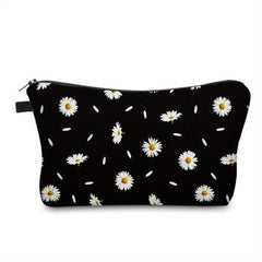 Daisy Print Zipper Makeup Bag Waterproof Purse Toiletry Bag Travel Accessories