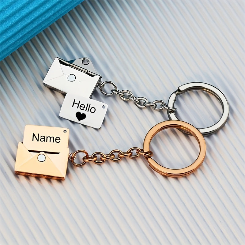 Custom Text Envelope Wallet Key Chain for Men