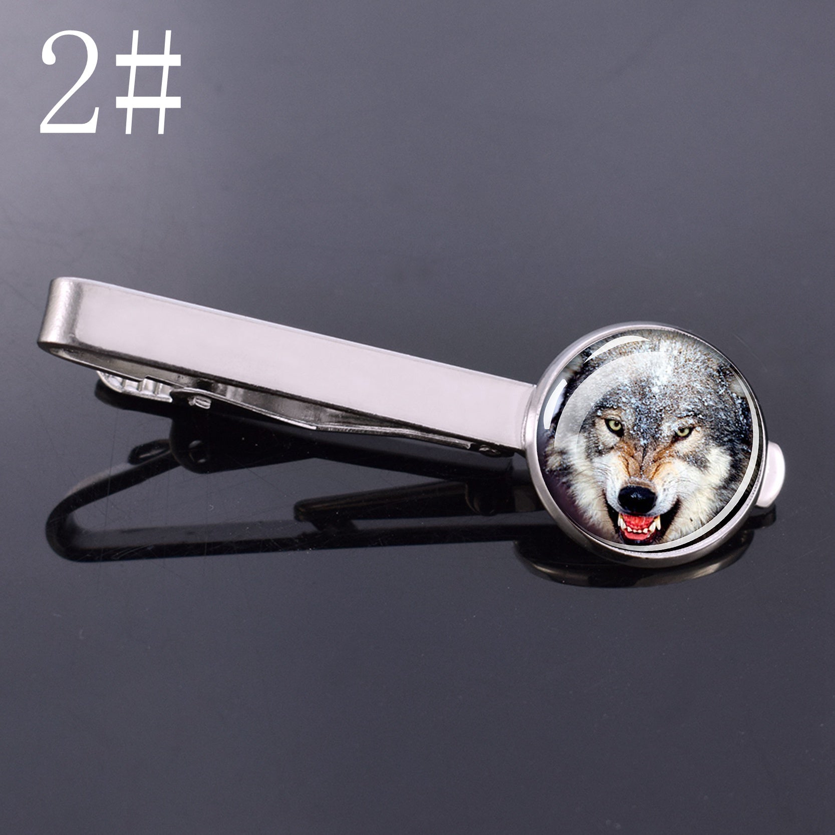 1pc Wolf Head Tie Clip Silver Metal Necktie Clip Suit Accessories Gift