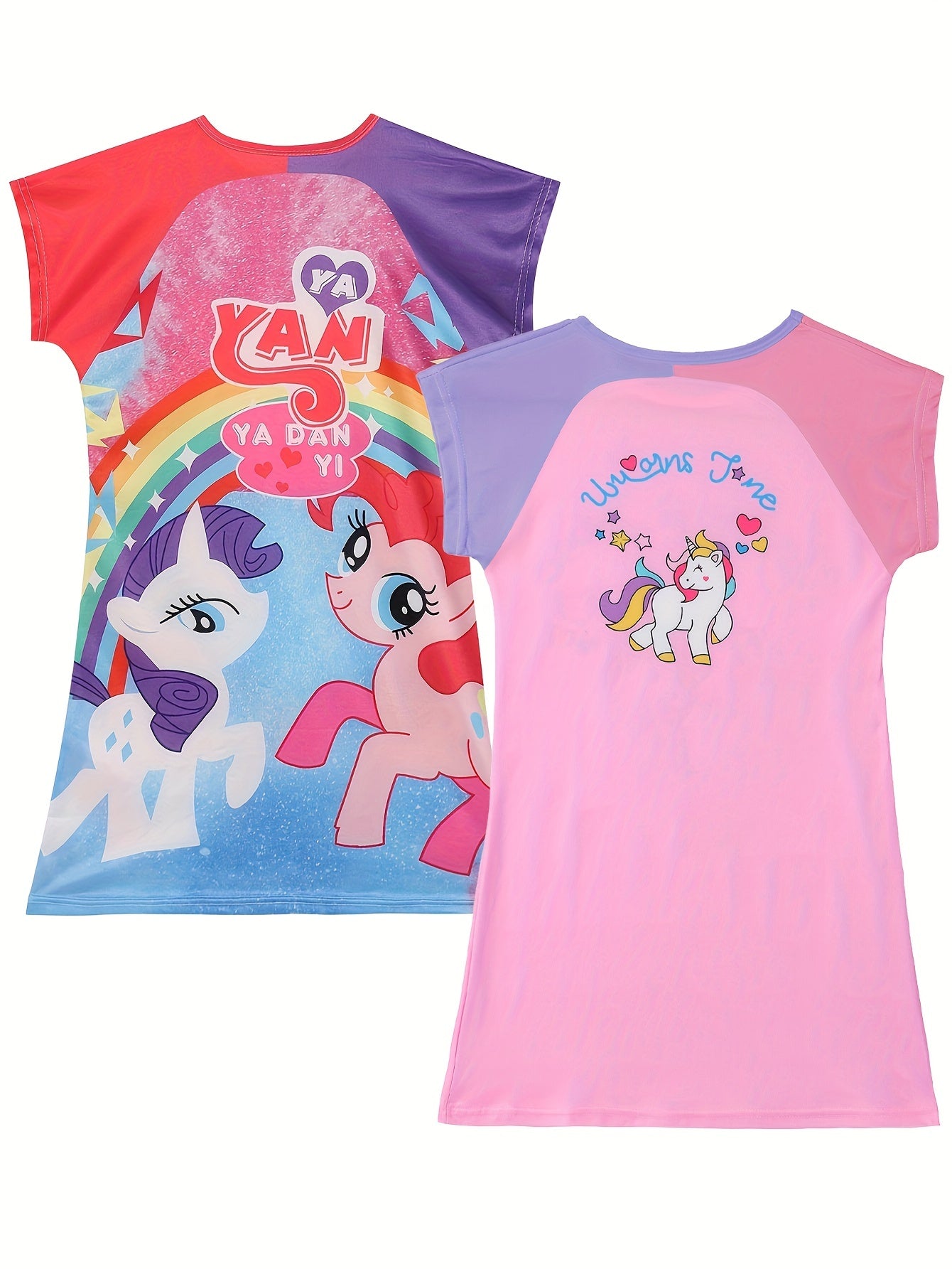 Unicorn Pattern Nightgown Girl's Long Sleeve Nightdress Soft PJ