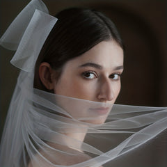Large Bow Long Veil Faux Pearl Hair Accessories