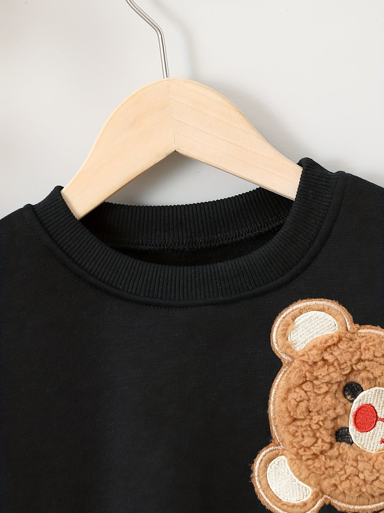 Bear Embroidered Sweatshirts Long Sleeve Pullover Top