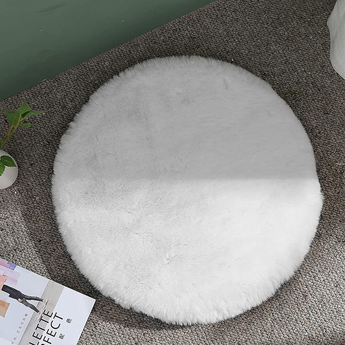 1pc Soft Faux Fur Area Rug 15 7inch Floor Mat for Bedroom Living Room
