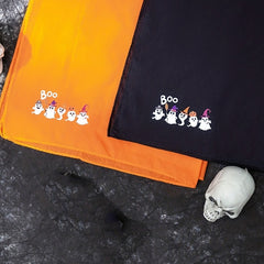 2pcs Halloween Bandana Ghost Print Neckerchief & Orange Square Scarf