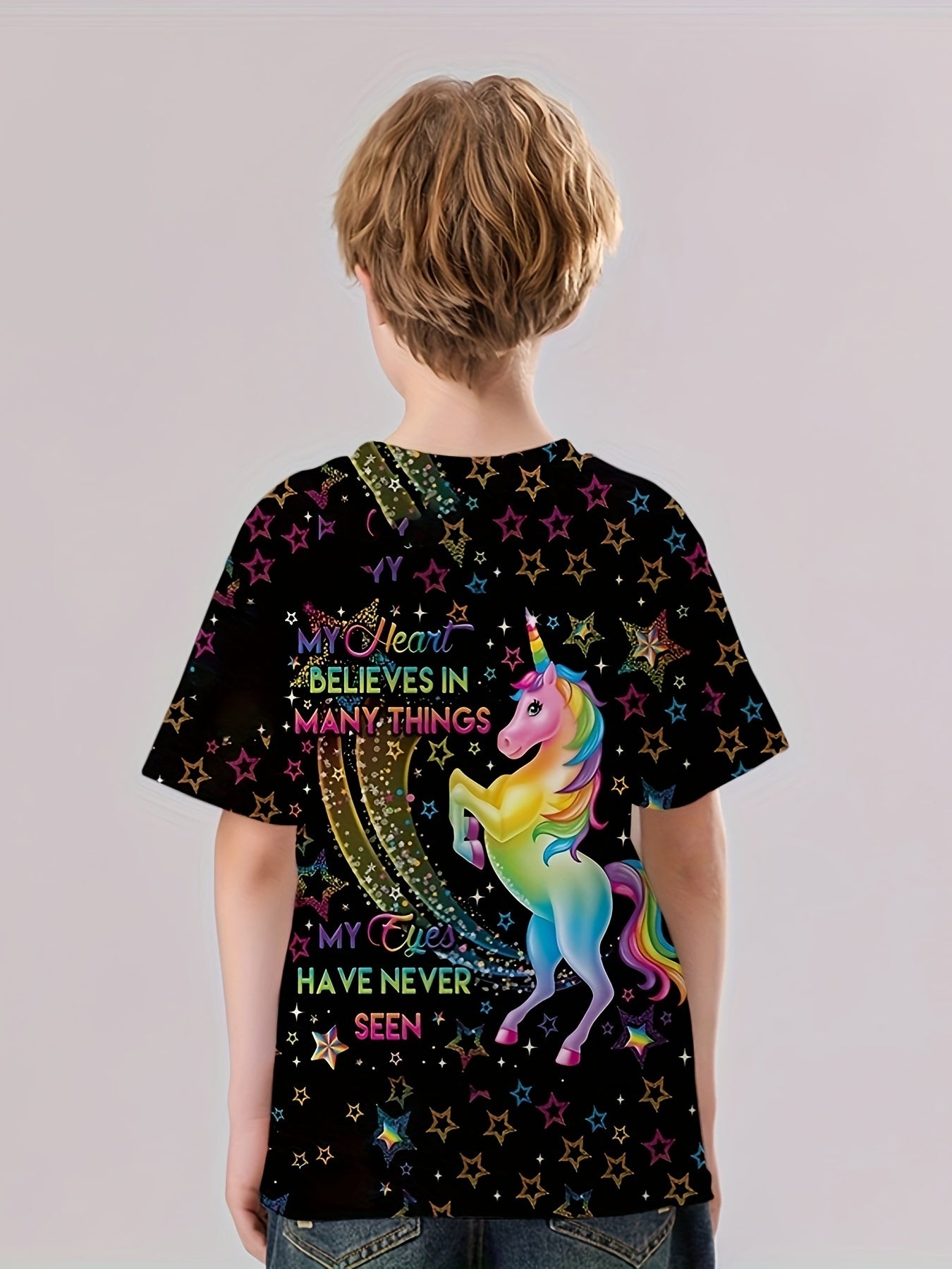 3D Dreamy Unicorn Graphic T shirt Girls Short Sleeve Tees