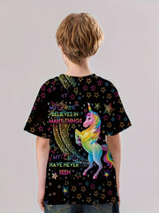 3D Dreamy Unicorn Graphic T shirt Girls Short Sleeve Tees