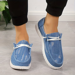 Women's Denim Canvas Slip On Loafers Casual Walking Sneakers