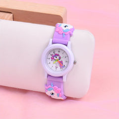 Kids 3D Cartoon Quartz Watch Silicone Strap Plastic Case Gift