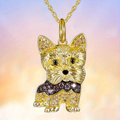 Yorkshire Sparkling Rhinestone Pet Pendant Necklace - Great Gift