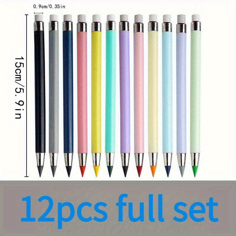 12 HB Colored Pencils with Eraser No Sharpening Needed