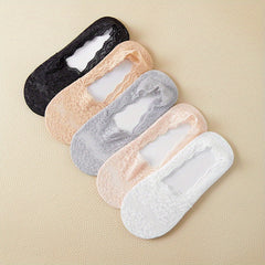 5 Pairs Floral Lace No Show Socks for Women