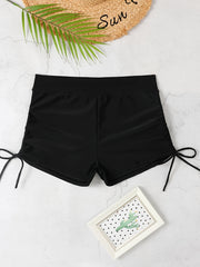 Solid High Waisted Swim Shorts