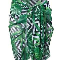 Tropical & Geo Print Beach Cover Up Skirt