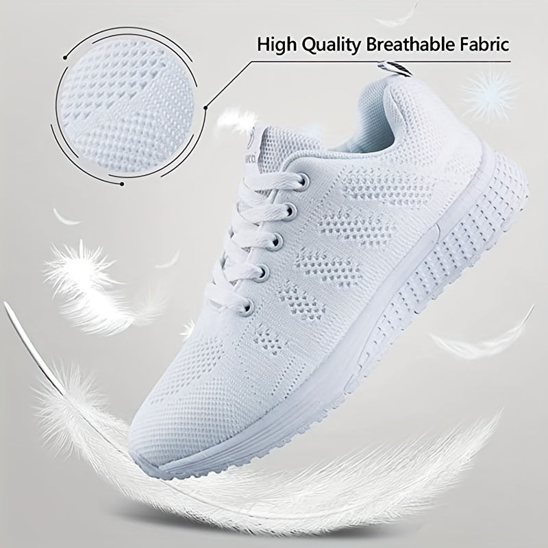 Women's Breathable Lace Up Knit Sports Shoes