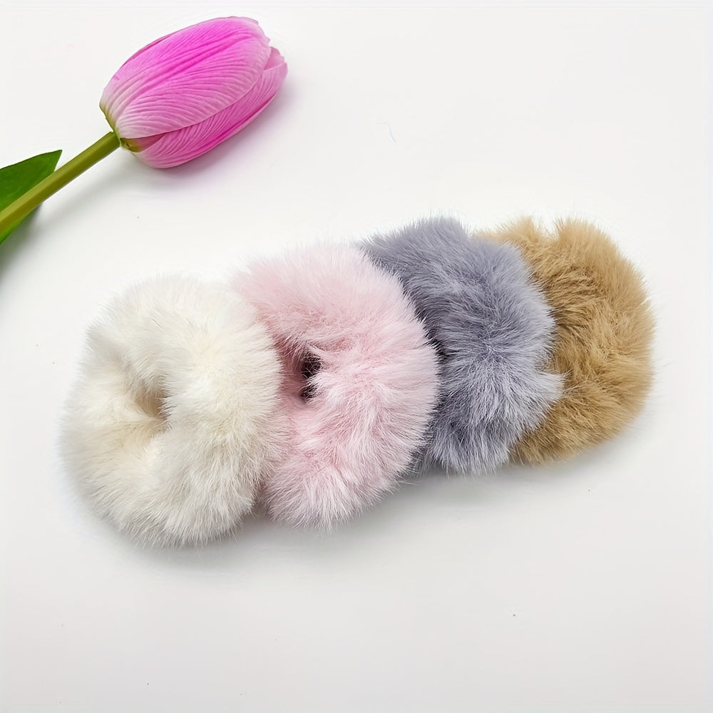 8pcs Plush Hair Ties Ponytail Holders for Girls