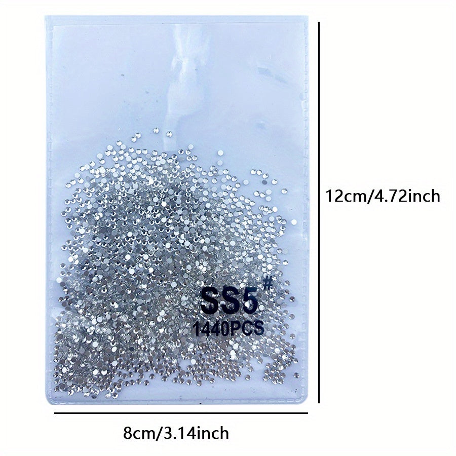 1440pcs Clear Crystal Rhinestones for Nail Art DIY