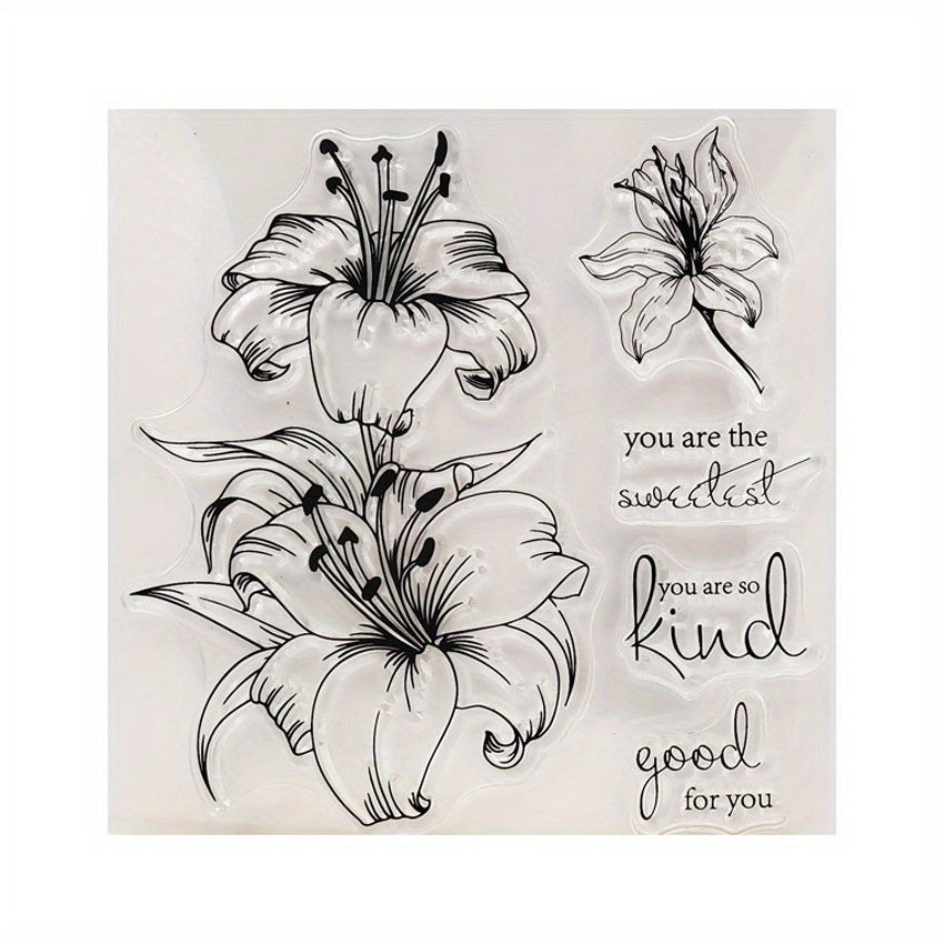 1pc Lily Flower Clear Stamps Transparent Stamp DIY Craft Making Greeting Card