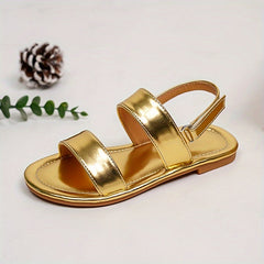 Girls Solid Open Toe Sandals Lightweight Breathable Vacation Beach Shoes