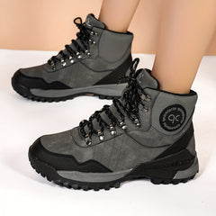 High Top Wear Resistant Hiking Boots Lace Up Thick Sole Trekking Shoes