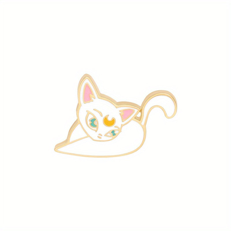 Cartoon Moon Cat Enamel Pin Brooch Clothing Jewelry