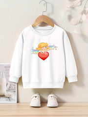 OERYUI Cupid & Heart Graphic Sweatshirt Kids Halloween Christmas