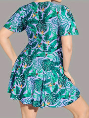 Women's Plus Size Tropical Print Tankini Set