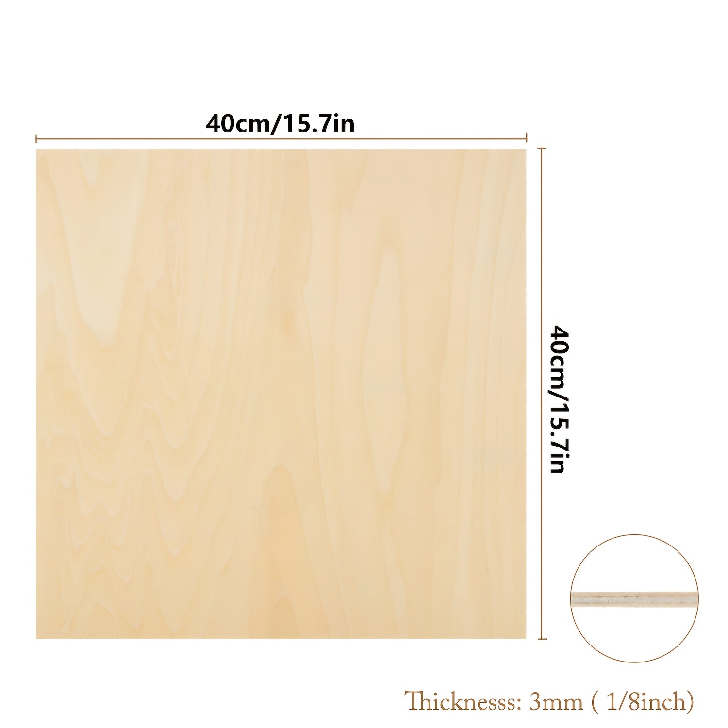 3mm Thick Plywood 15.7x15.7 Inch Craft Wood for Architectural Model Wood Carving