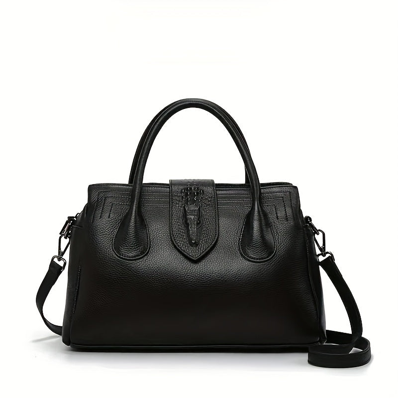 Women's Leather Handbag Solid Zipper Closure Tote