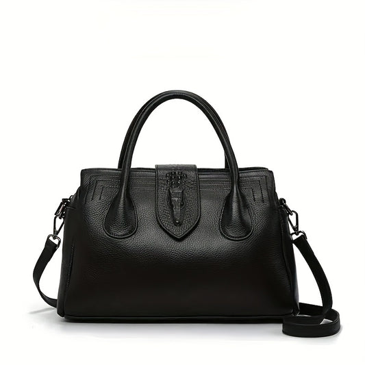 Women's Leather Handbag Solid Zipper Closure Tote