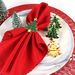 4pcs Christmas Tree Napkin Rings for Holiday Table Decoration