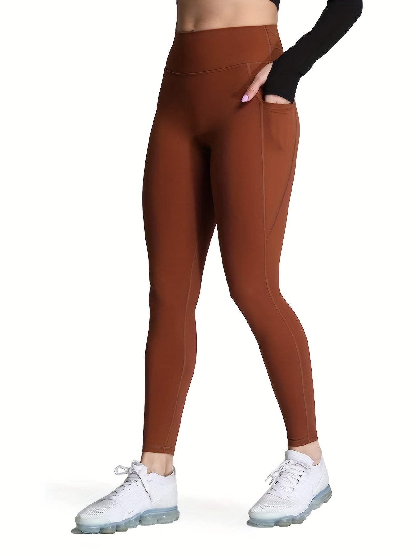 Cross Waist Yoga Pants Tummy Control Leggings With Pockets