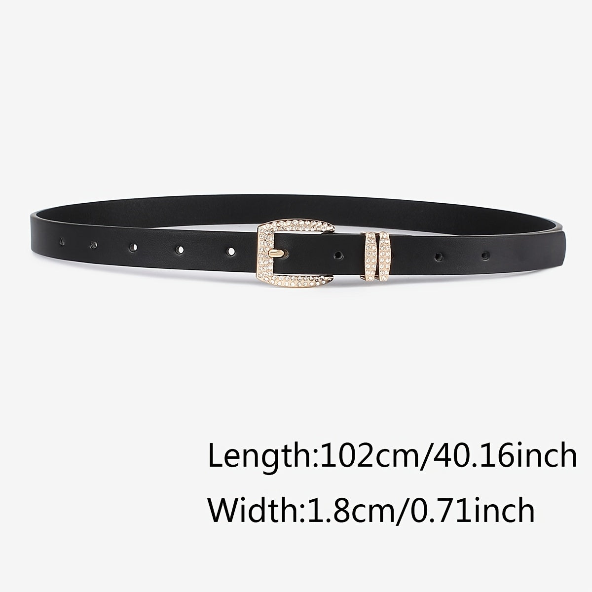 Golden Square Rhinestone Buckle PU Leather Plain Belt for Girls