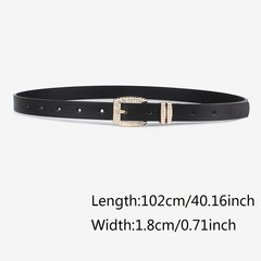Golden Square Rhinestone Buckle PU Leather Plain Belt for Girls