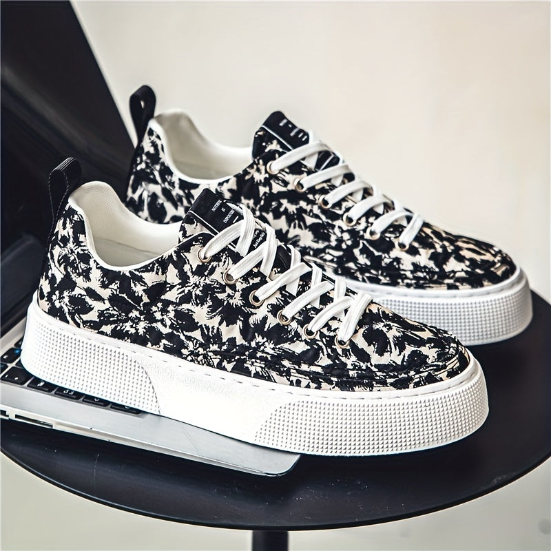 Men's Floral Lace-Up Platform Sneakers