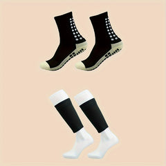 Football Socks & Calf Sleeves Set Non-slip Grip Soccer Socks