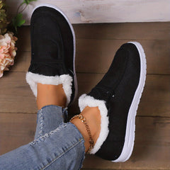 Plush Fur Fleece Lined Flat Skate Shoes