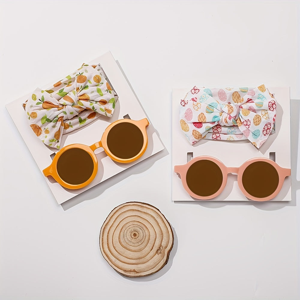 Newborn Baby Headband & Round Sunglasses Set Hair Accessories